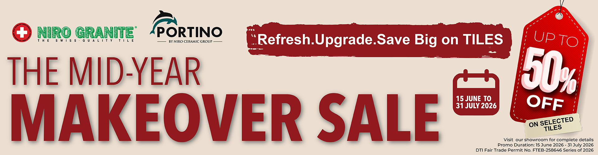 The Mid-Year Makeover Sale - Up to 50% OFF on Selected Tiles